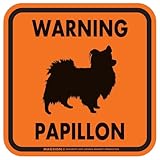 [MAGSIGN] 犬ステッカー/バンパーステッカー パピヨン英語/注意WARNING PAPILLON 対象:車(ドア/ガラス/ボディ)･屋外(玄関扉/窓ガラス/メールポスト) 日本製 カラー:オレンジ色 Mサイズ