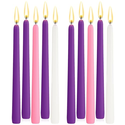 Bougies de l'Avent de Noël Traditionnelle Set 6 Violet 2 Rose 2 Blanc Couronne