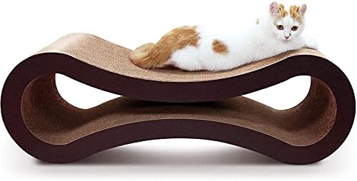 FluffyDream Cat Scratcher Cardboard, Scratching Pad House Bed Furniture Protector, Infinity Shape, Curved