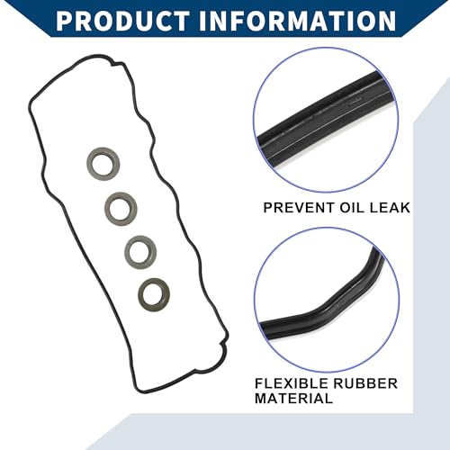 Image of No.1121374020 Valve Cover Gasket with Spark Plug Seals for Toyota RAV4 4 Cyl 2.0L 1996-2000 / Cylinder Head Valve Seal Gasket /Durable Rubber / 1 Set