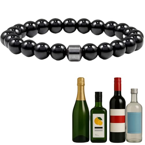 Glame Anti Alcohol Bracelet for Men Women Stop Drinking Alcohol Manifestation Hematite Adjustable Bracelet Set for Men Women Anxiety Stress Relief Gifts