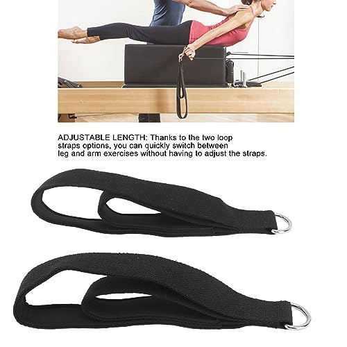 modern pilates straps - d ring double loop straps for home gym workouts cotton adjustable length anti-slip compatible with most pilates beds and equipment
