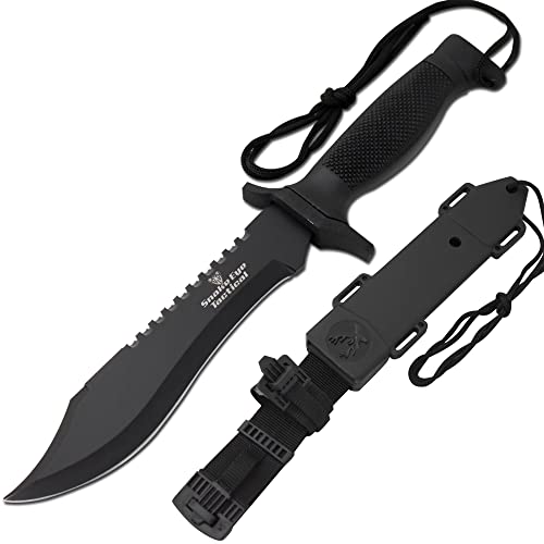Snake Eye Tactical Black Fixed Blade Survival Hunting w/Sheath Hunting Camping Fishing (Black) - Snake Eye Tactical