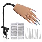 Deciniee Übungshand für Nageldesign, Flexibel Übungshände aus Silikon und 240 Stück 3XL Nagelspitzen,Professionelle Übungshände für Fingernägel,Einstellbare Falsche Fingerhände für DIY-Nagelmaniküre