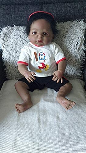 Angelbaby Doll 23 inch 57cm Rarely African American Reborn Baby Doll Baby Black Boy Doll Handcrafted in Silicone Vinyl Full Body Toy