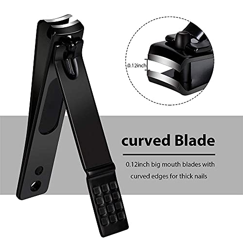 Aogeili Nail Clippers Set, Sharp Stainless Steel Fingernail Clipper & Toenail Clippers, Black Nail Cutter, Large and Small 2 Piece Set