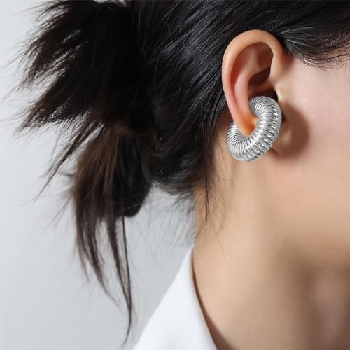 NEWITIN 8 Pairs Chunky Gold Ear Cuff Earrings for Women Trendy Thick Ear Cuffs Non Piercing Clip On Earrings Large Cuff Earring Cartilage Clip for Women 5