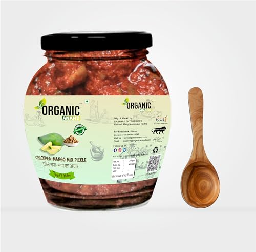 Image of Organic Anand Homemade Chickpea Mango Mix Pickles 350gram Traditional Chana /Chhole Aam ka Achar, Flavourful Delicious (350gm-Pack of 1)