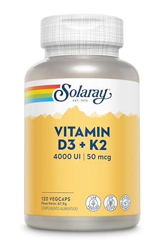 SOLARAY Vitamin D3 + K2 | Vegcaps Es 200 G, Sin Sabor, 120 Unidad