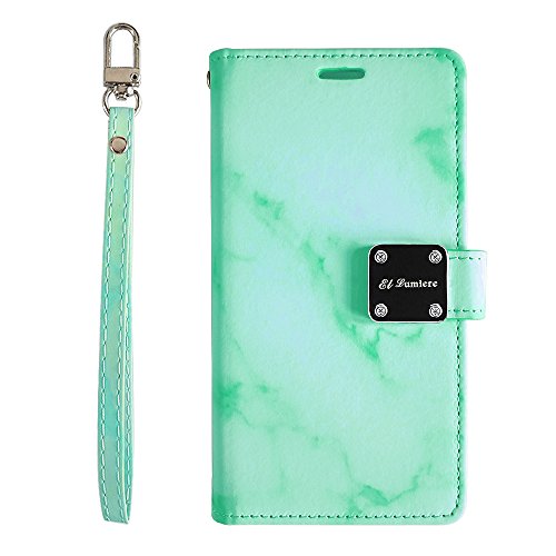 [ El Lumiere Marble Wallet Case for LG Stylus 4, Stylo 4 ] Multi-Card Slot Wallet Case [Drop Protection] Premium Leather [Kickstand Feature] (M-Mint) - Thumbnail 2