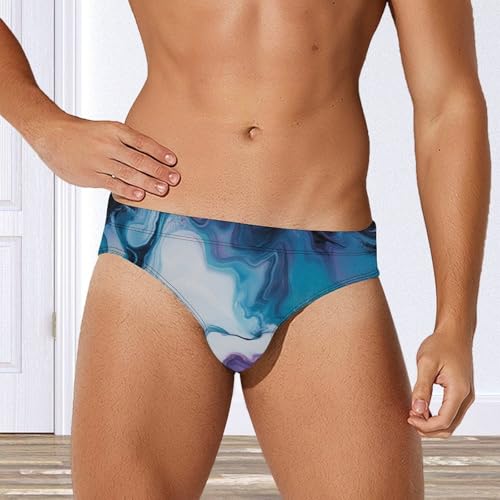 Abstract Blue Pattern Men's Swim Brief Sexy Bikini Swimwear Swimsuit Trunks Bathing Suits4