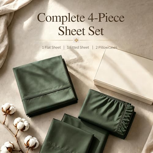 Image of MEISHANG 1000TC Egyptian Cotton Sheets Queen, 18-24 inch Extra Deep Pocket | 1000TC Egyptian Cotton Sheets, Sateen Weave, Ultra Soft & Breathable, OEKO-TEX Certified