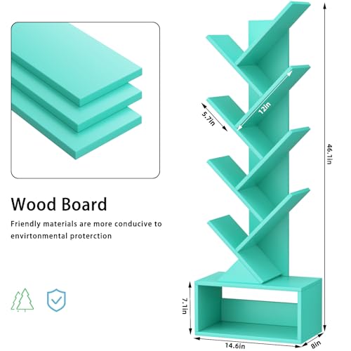 SHEEPAM 9-Tier Tree Bookshelf Floor Standing Narrow Space Storage Bookcase - image 4
