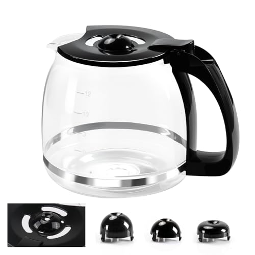 12-Cup Glass Coffee Carafe Replacement Pot Compatible with Mr Coffee, Black & Decker and 12 Cup Carafe Black with Close Handle, Replacement for PLD12, PLD12-RB, PLD12-NP by doufuhua - Used condition - US$16.04
