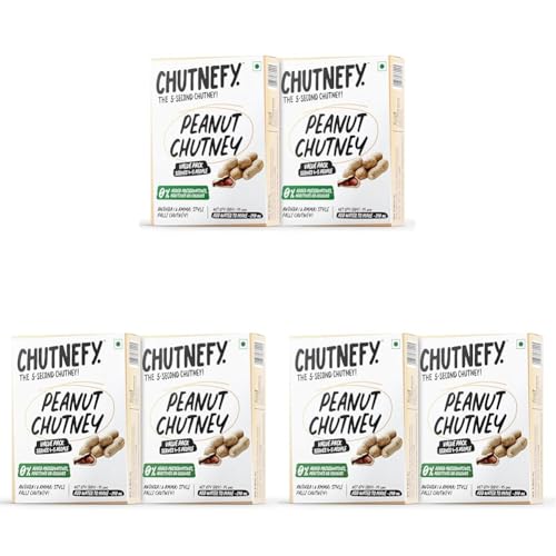 Image of Chutnefy Peanut Chutney | 75g Freeze-Dried Instant Dry Mix | Just Add Water to make 4-5 servings (225 g) each | 2 x 75 | 0% Preservatives or Additives (Pack of 3)