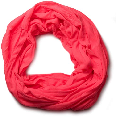 styleBREAKER Damen Jersey Loop Schlauchschal in Crash-Optik | Leichter elastischer Sommerschal Unifarben | Weich & Modisch | One Size, Farbe:Neonrot