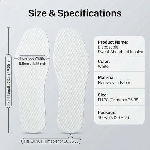 10 pares plantillas desechables transpirables mujer 24 cm miniatura 2