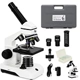 Wevision M2 Dual Power Supply Compound Monocular Microscope 40X-2000X for Adults & Students All-Metal STEM Lab Kit with Glass Optics, Dual LED, Slides & Carry Case