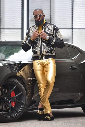 Barabas Men's Glossy Shiny Design Sparkly Luxury Dress Pants CP954