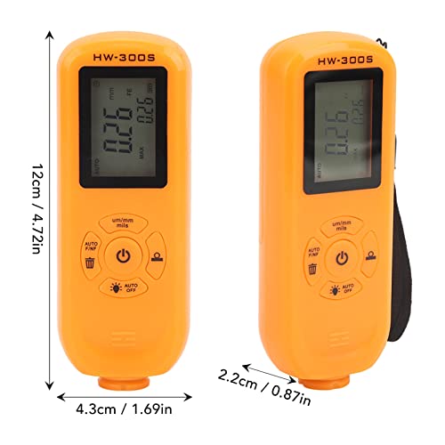 Paint Depth Gauge, Paint Coating Thickness Gauge, Depth Meter, with 3 Units Um Mm Mils, 2 Readings Per Second Maximum Measurement, Precisionmeasuring (Orange) miniatura 6