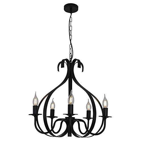 Lustre de salon en métal noir pour sublimer un plafond haut
