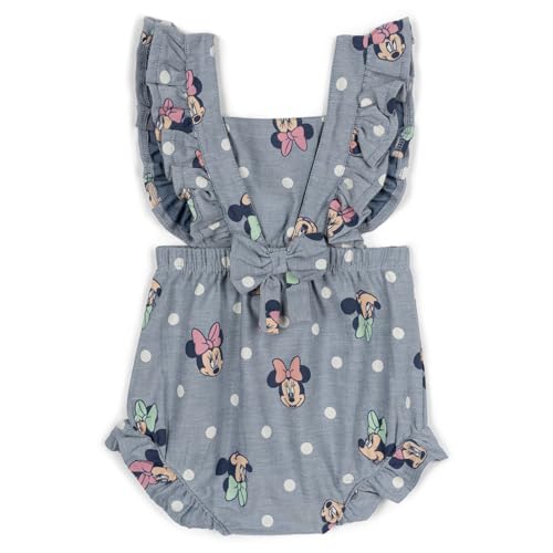 Disney Minnie Mouse Baby Girls Square Neck Chambray Romper and Headband Newborn to Infant Sizes (0-3 Months - 18 Months)3