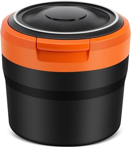 WEIQQI Portacenere per Auto, per Jeep Avenger 2022-2024 Portacenere Autoestinguente Portabicchieri con Coperchio con Luce LED Portatile Posacenere,Orange/C