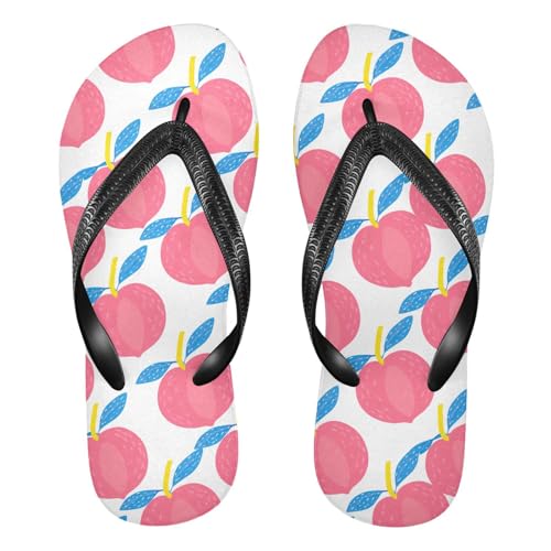 Sinestour Peach Leaves White Flip Flops for Beach Thong Sandals Anti-slip Lightweight Beach Slippers for Indoor Outdoor House