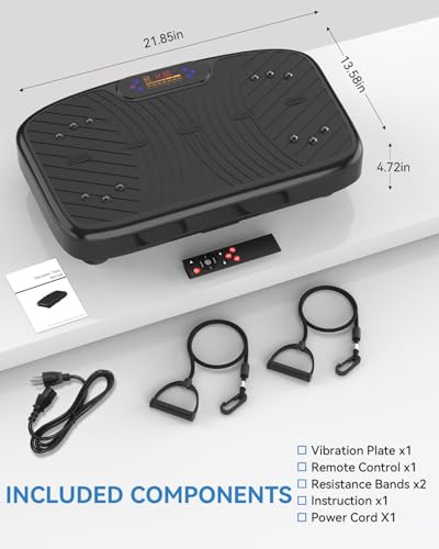 Vibration Plate Exercise Machine, Vibrating Plate Platform for Lymphatic Drainage with 200 Adjustable Speeds, Power Vibration Plate for Weight Loss & Fitness, Supports Max Weight 450 Lbs