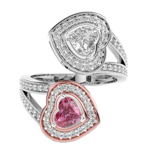 Bague Gémeaux argent 925 moissanite cœur et ronde luxe fait main LKJR_0569