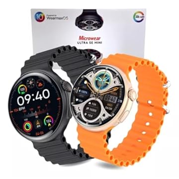 Smartwatch Ultra SE Mini Redondo 2024 Controle de Voz por IA, ChatGPT, GPS, Tela AMOLED HD 1.32", 2 GB RAM, Sensores aprimorados, IP68 resistente à água e muito mais (preto)