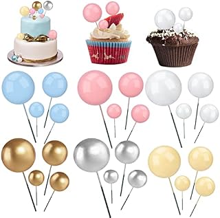 Dacitiery 24 Pcs Balloon Cake Toppers, Mini Cupcake Toppers, Round Foam Balloon Cake Decorations for Birthday Weeding Party Anniversary