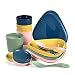 Light My Fire Camping Geschirr Set 4 Personen - Picknick für 4 - Outdoor Besteck 17 cm, Kaffeebecher to Go 3 dl und Outdoor Teller - BPA Frei Biobasierter Kunststoff - Besteck to Go - Camping Set