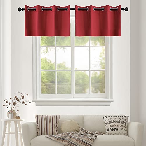 YGO Solid Grommet Top Blackout Curtain Valance - Window Treatment for Living Room Short Straight...