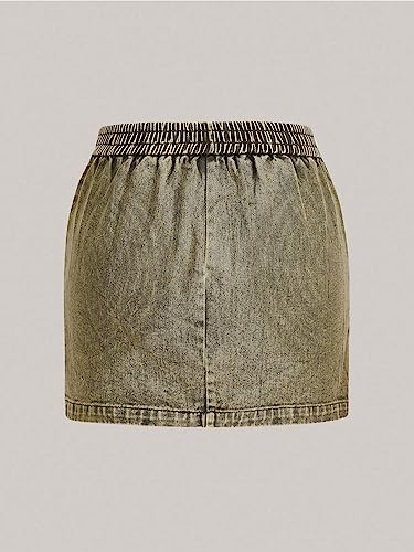 Women's Zip Up High Waist Flap Pocket Mini Bodycon Skirt4