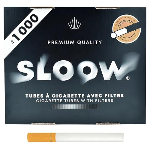 SLOOW Boîte de 1000 Tubes à Cigarettes, Préservation des Saveurs, Filtration et Tirage Optimaux, Fabrication Européenne, Qualité Premium, Compatibles Toutes Machines à Tuber, 41682017