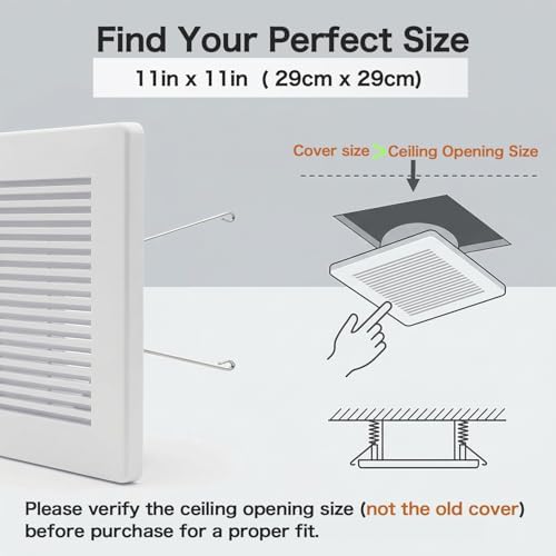 Sandbilder Bathroom Vent Fan Cover, Ceiling Fan Cover, Bathroom Exhaust Cover, Exhaust Fan Cover, Bath Fan Grill Replacement (11 Inches) — view 2