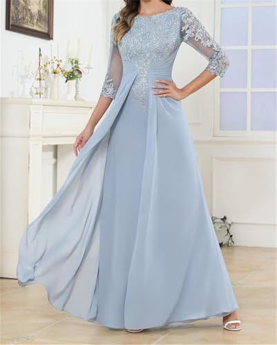 Robe de mère de la mariée manches 3/4 masquant les bras avec élégance - 3