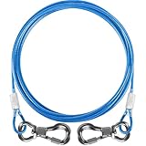 XiaZ 犬用ワイヤーリード 3m ブルー 軽量【第2世代 コーティング加工 4-5mm細径ケーブル 錆びにくい カラビナロック付き 強力固定 小～大型犬対応 屋外飼育・キャンプに最適