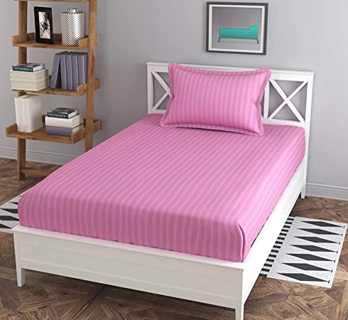 Image of Prime Collection 225 TC Cotton Blend Long Lasting Single Sized(90x60) Inch 1 Bedsheet with 1 Pillow Covers - Single Bedsheet for Hotel, Hospital and Home Use