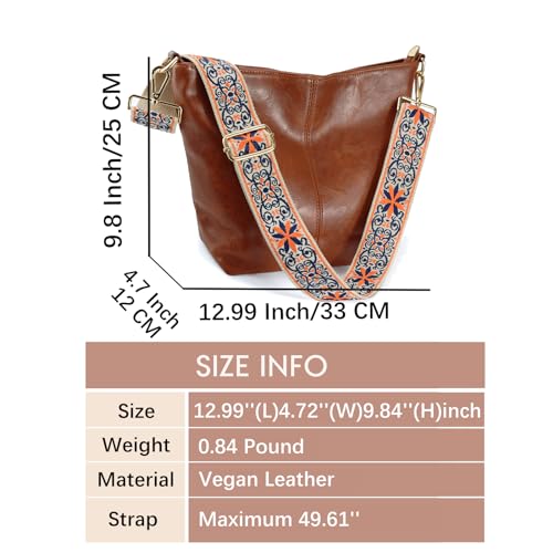 Image of Hobo Bags Vegan Leather Crossbody Bag Guitar Strap Shoulder Purses with Zipper Handbags for Women
