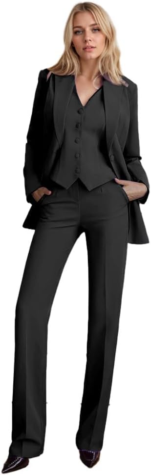 Pantaloni per il lavoro business aderenti con vita normale neri da donna, Primavera/Estate 2026