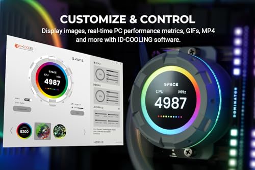 Image of ID-COOLING SL360 White CPU Liquid Cooler with Display, Customizable 2.1 inch LCD Display for Images or Performance Metrics, 360mm AIO Cooler, Three AF127 ARGB Fans, Fits Intel /AMD