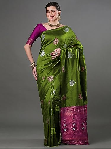 Image of Flosive Women's Mix Color Kanjivaram Silk Saree With Blouse
