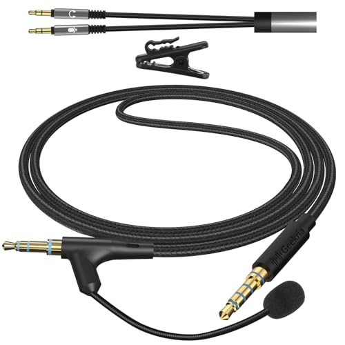 Geekria Boom Mic Headphones Cable Compatible with Skullcandy Hesh 3, Evo, Crusher Evo, Venue Headsets, 3.5mm Jack Nylon Braided Replacement Cord with Boom Microphone for Gaming & Meeting (5.6 ft)