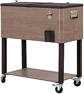 Sunjoy A601002201 Gateway Collection 80 Quart Rolling Ice Chest Portable Patio Party Drink