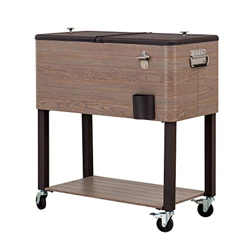 Sunjoy A601002201 Gateway Collection 80 Quart Rolling Ice Chest Portable Patio Party Drink