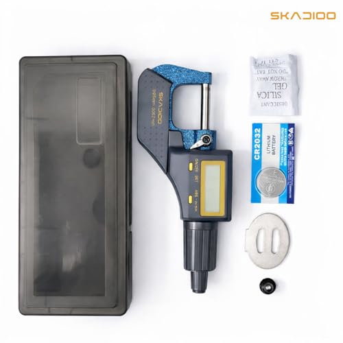 Image of SKADIOO Digital Micrometer 0-25mm / 0-1 Inch, Precision Outside Micrometer Tool ±0.0001 inch Accuracy, LCD Display, 0.001mm Resolution, Inch /Metric Measuring Screw Gauge for Machinist & DIY