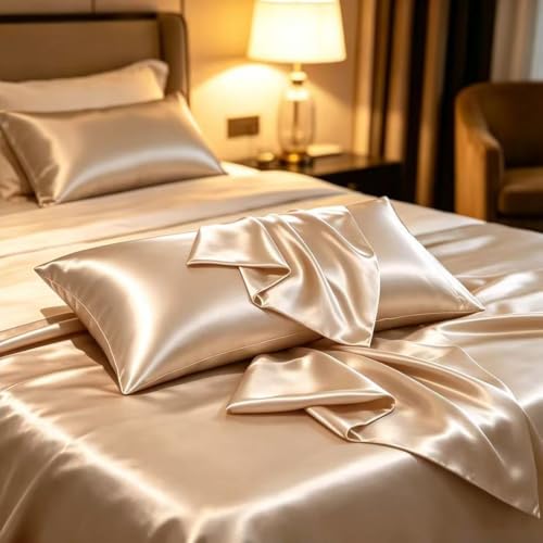 Mulberry Silk Body Pillow Cases with Hidden Zipper,Champagne Gold - image 4