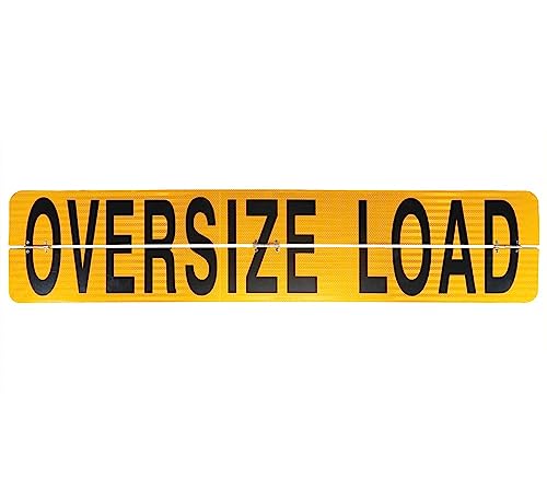 Mytee Products 12" x 60" Hinged Aluminum Oversize Load Sign for Trucks - Heavy Duty Reflective Diamond Grade Aluminum Wide Oversized Load Banner for Vehicle, Trailer - Safety Warning Signs